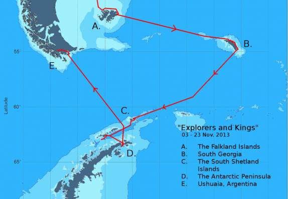 Nosso roteiro pelos mares do sul entre Falkland, Geórgia do Sul, Península Antártica e Ushuaia